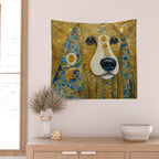 Klimt Dog with Brown Eyes Wall Tapestry Gallery Image 2