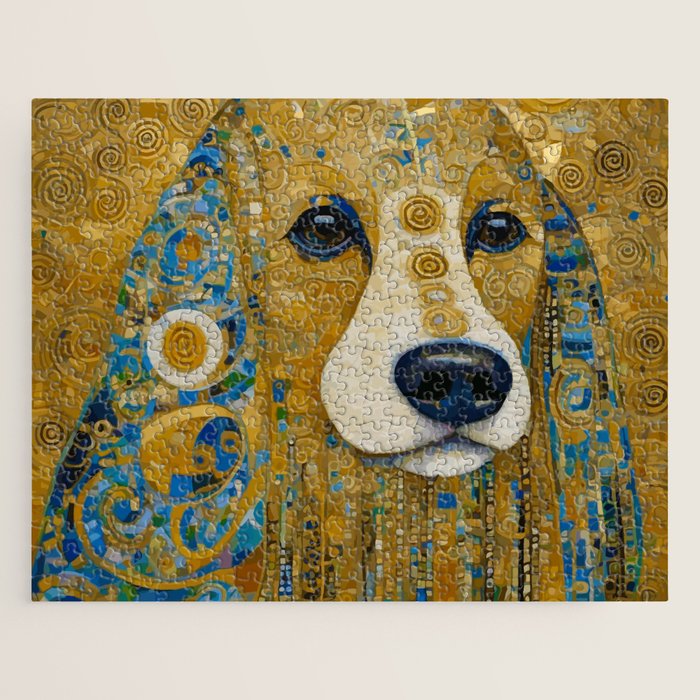 Klimt Dog with Brown Eyes Jigsaw Puzzle Gallery Image 1