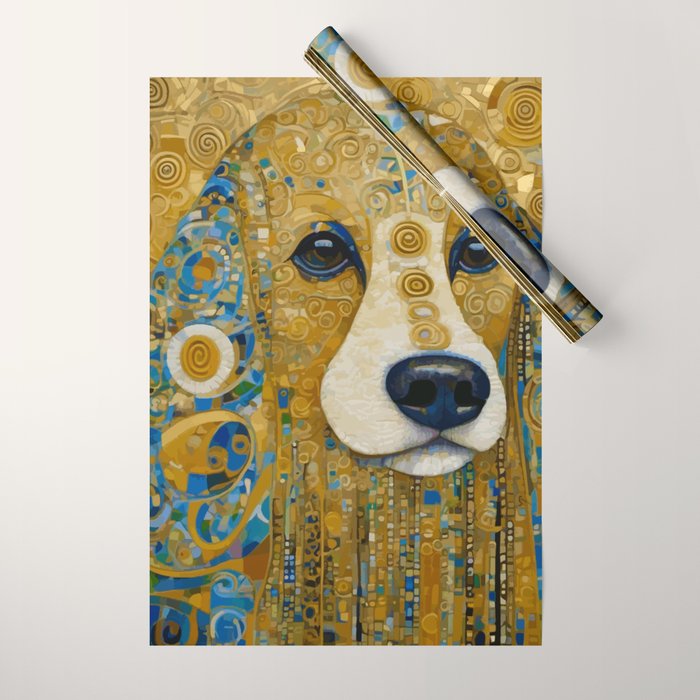 Klimt Dog with Brown Eyes Wrapping Paper Gallery Image 1