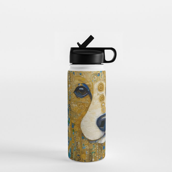 Klimt Dog with Brown Eyes Water Bottle Gallery Image 1