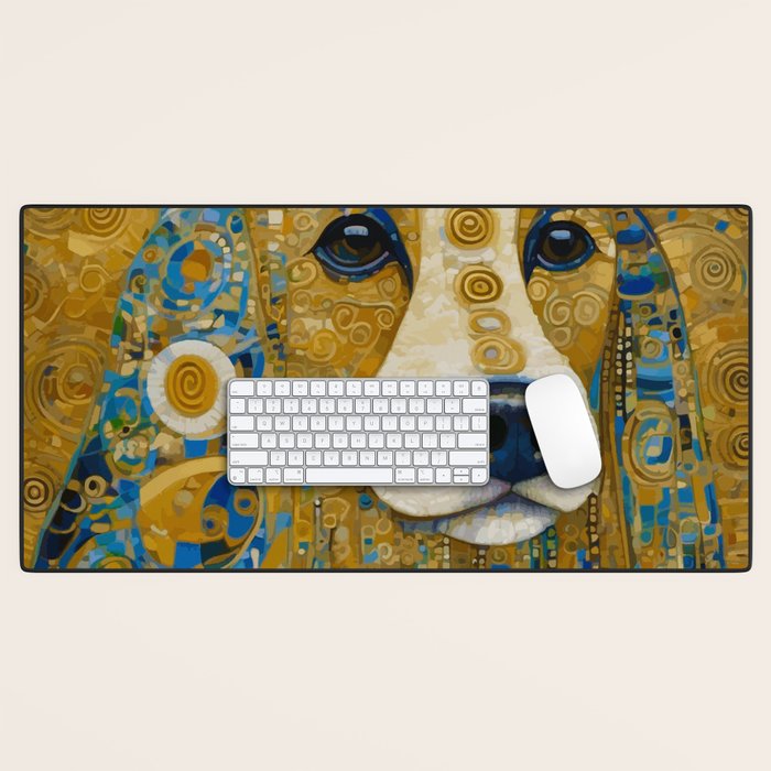 Klimt Dog with Brown Eyes Desk Mat Gallery Image 1