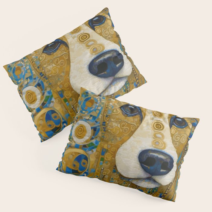 Klimt Dog with Brown Eyes Pillow Sham Gallery Image 3