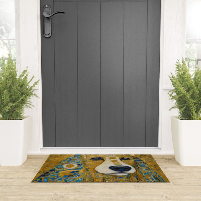 Klimt Dog with Brown Eyes Welcome Mat Gallery Image 3