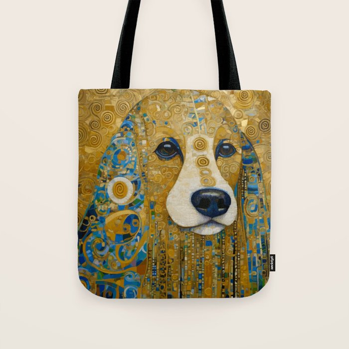 Klimt Dog with Brown Eyes Tote Bag Gallery Image 1