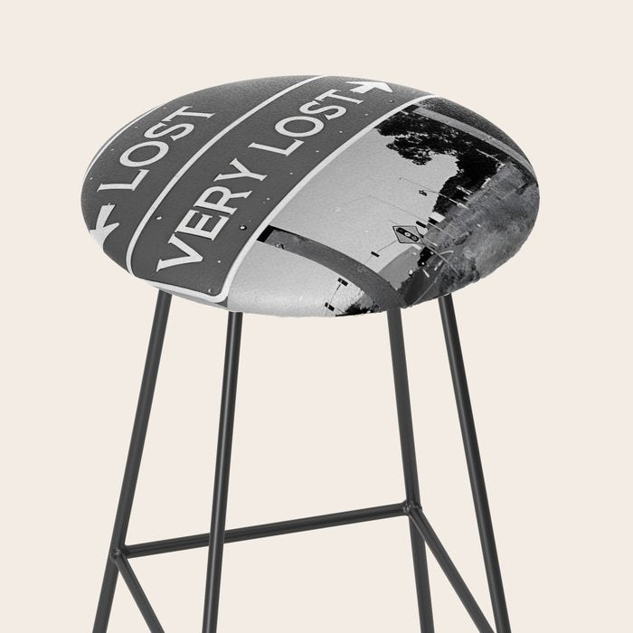 Lost; Very Lost funny roadsign humorous black and white quote photograph - photography - photographs Stool Gallery Image 2