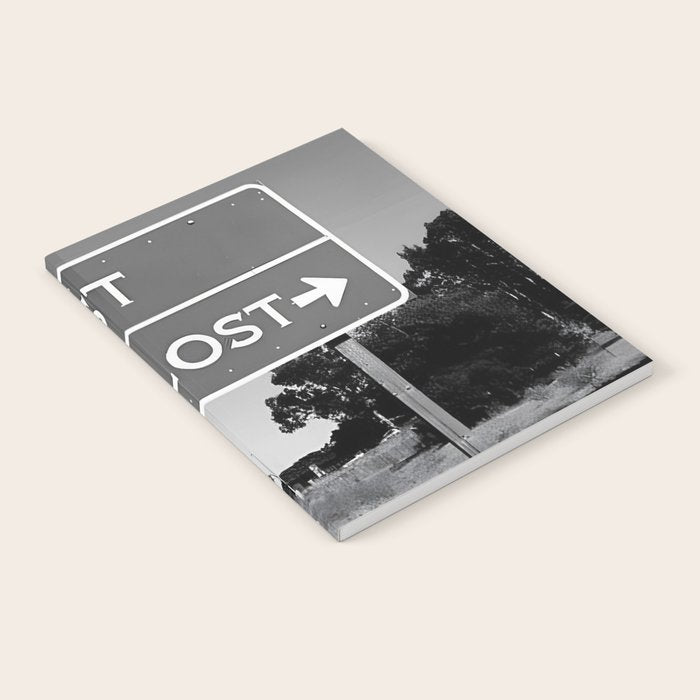 Lost; Very Lost funny roadsign humorous black and white quote photograph - photography - photographs Notebook Gallery Image 2