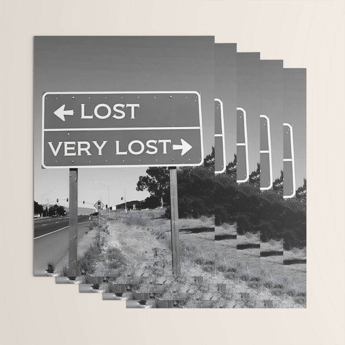 Lost; Very Lost funny roadsign humorous black and white quote photograph - photography - photographs Wrapping Paper Gallery Image 3