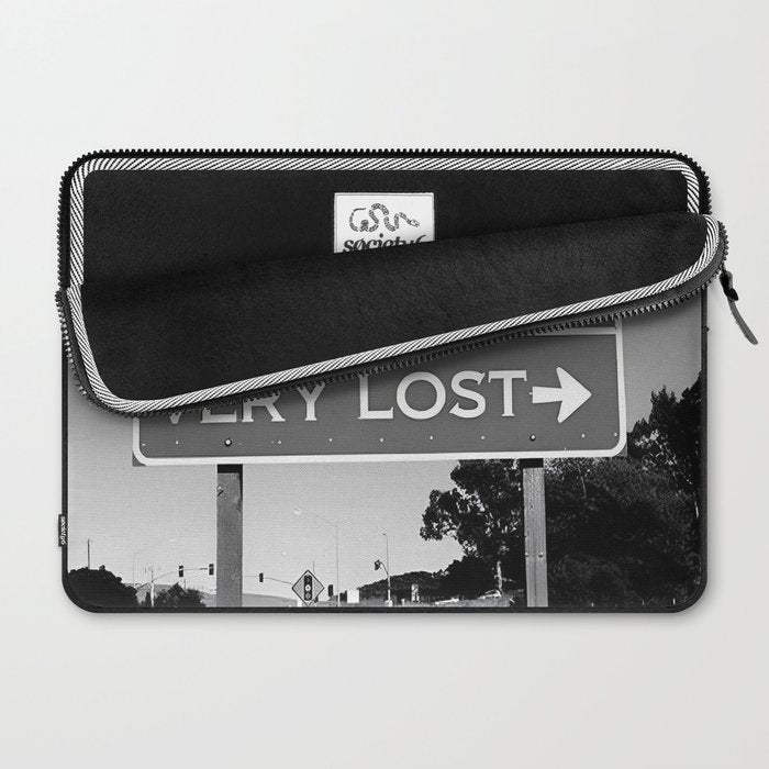 Lost; Very Lost funny roadsign humorous black and white quote photograph - photography - photographs Laptop Sleeve Gallery Image 2
