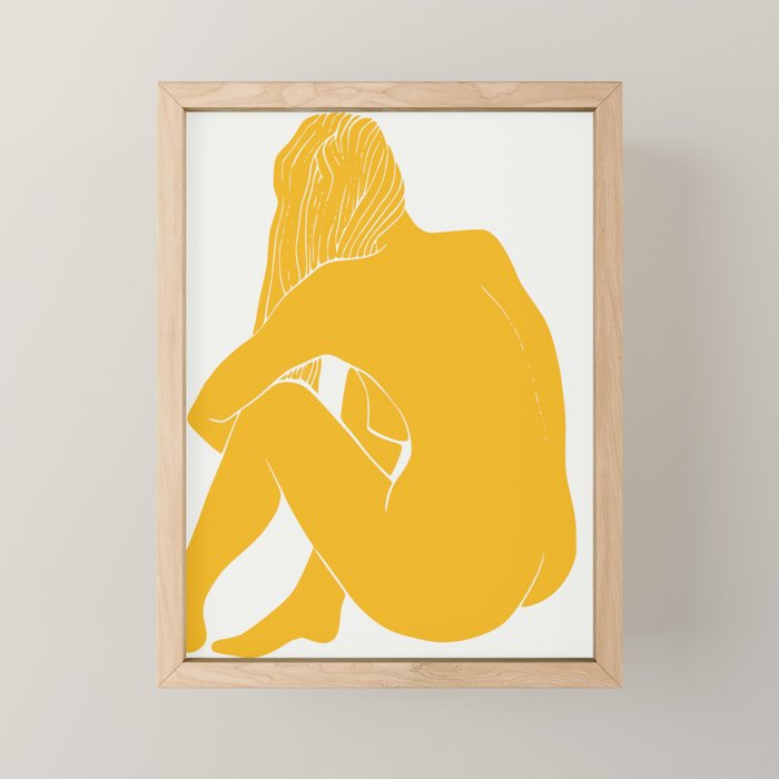 Nude in yellow summer Mini Art Print Gallery Image 1