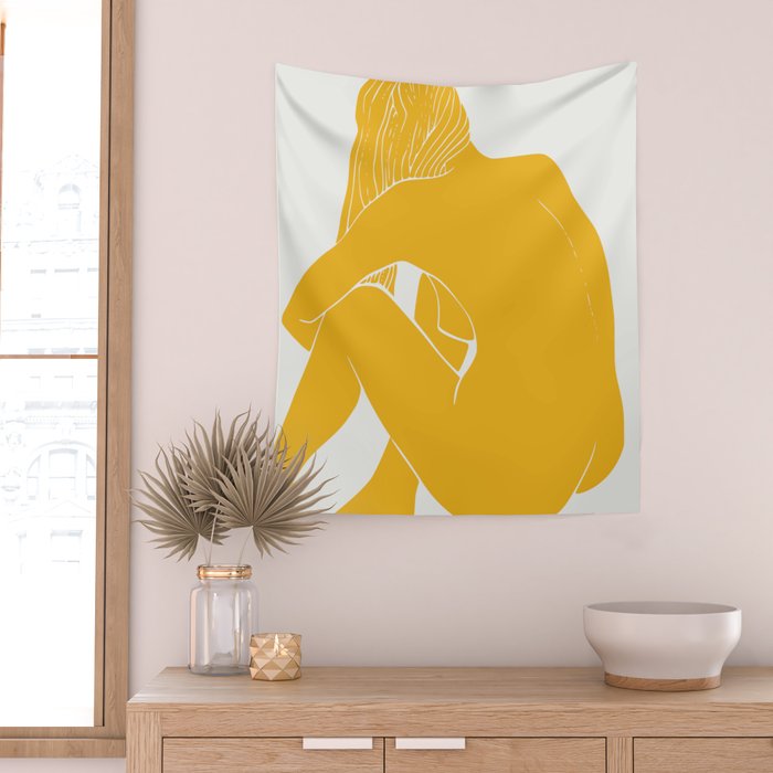 Nude in yellow summer Wall Tapestry Gallery Image 2
