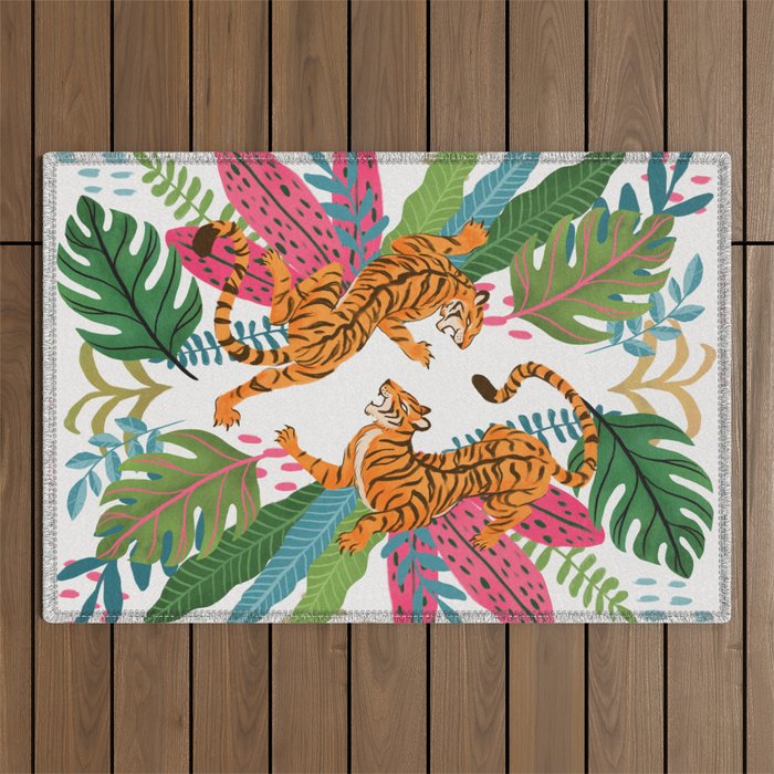 Wild Jungle Tigers Outdoor Rug Gallery Image 1