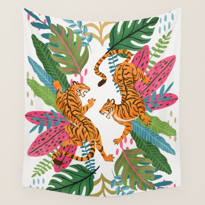 Wild Jungle Tigers Wall Tapestry Gallery Image 1