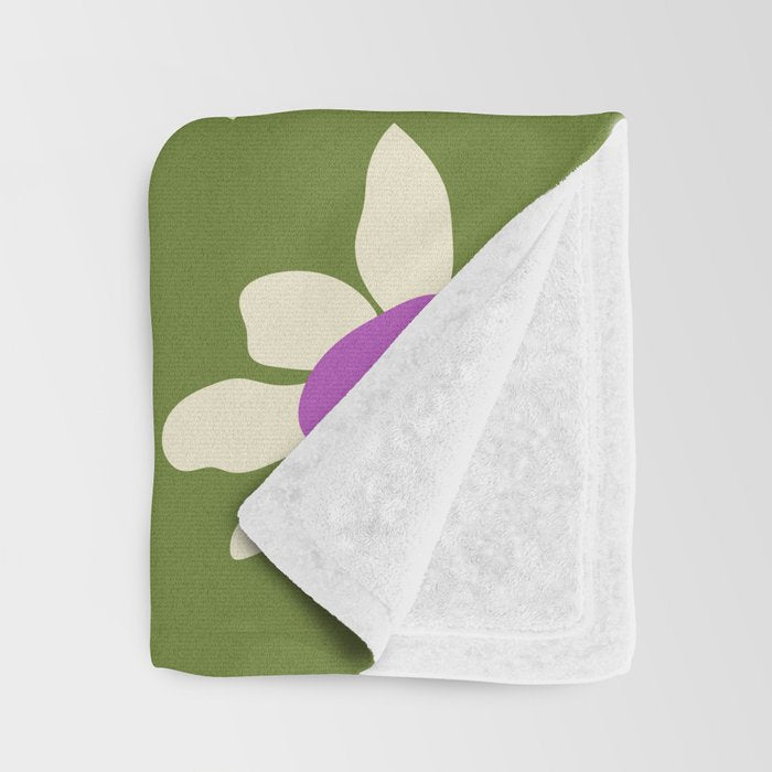 Olive and Purple - Retro Daisies  Throw Blanket Gallery Image 3