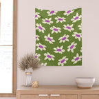 Olive and Purple - Retro Daisies  Wall Tapestry Gallery Image 2