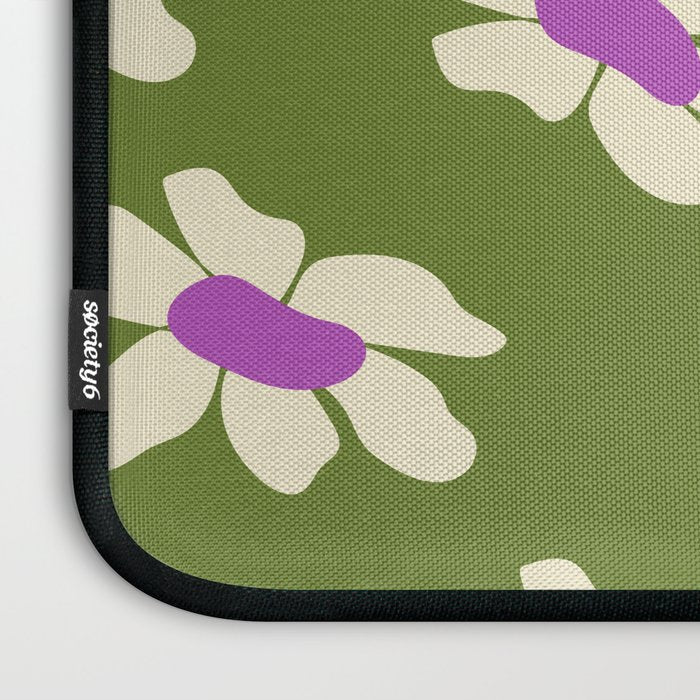 Olive and Purple - Retro Daisies  Laptop Sleeve Gallery Image 3