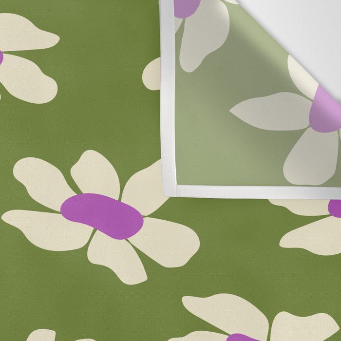 Olive and Purple - Retro Daisies  Wall Tapestry Gallery Image 3