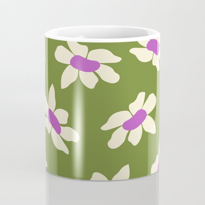 Olive and Purple - Retro Daisies  Coffee Mug Gallery Image 4