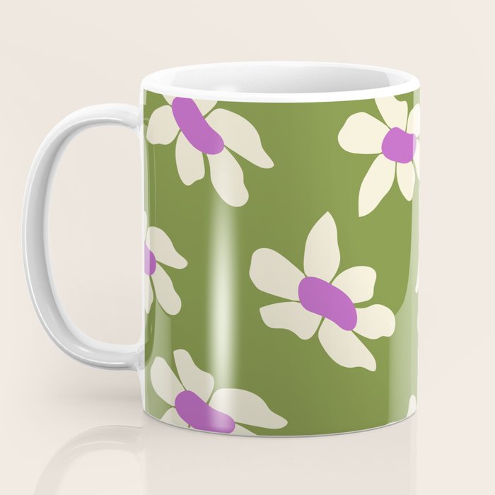 Olive and Purple - Retro Daisies  Coffee Mug Gallery Image 3