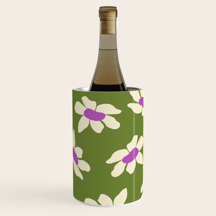 Olive and Purple - Retro Daisies  Wine Chiller Gallery Image 1