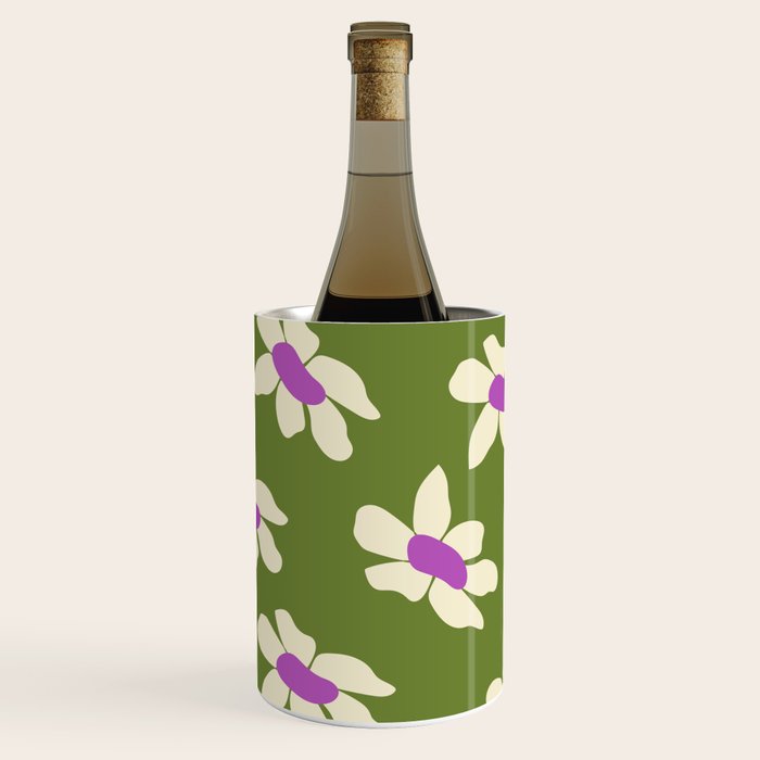 Olive and Purple - Retro Daisies  Wine Chiller Gallery Image 2
