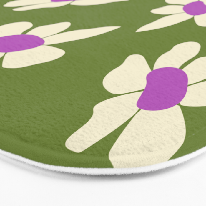 Olive and Purple - Retro Daisies  Bath Mat Gallery Image 3