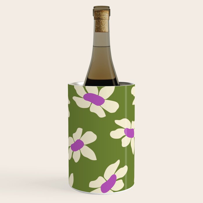 Olive and Purple - Retro Daisies  Wine Chiller Gallery Image 3