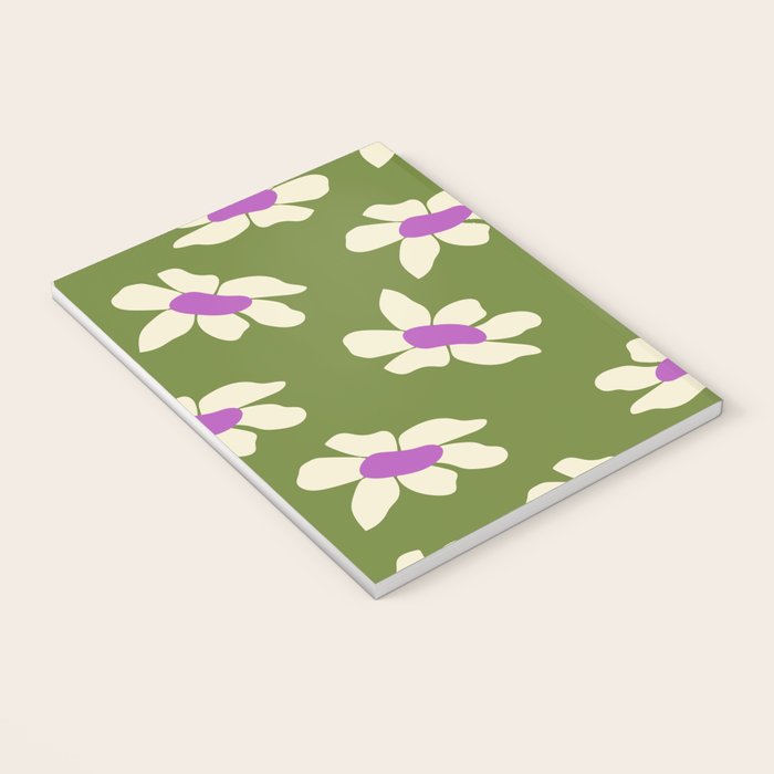 Olive and Purple - Retro Daisies  Notebook Gallery Image 3
