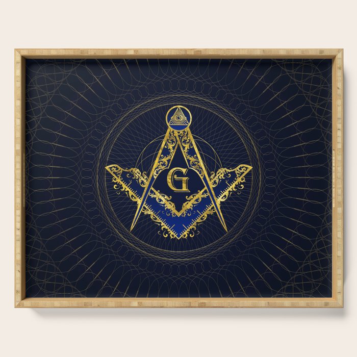 Freemasonry symbol Square and Compasses Serving Tray Gallery Image 1