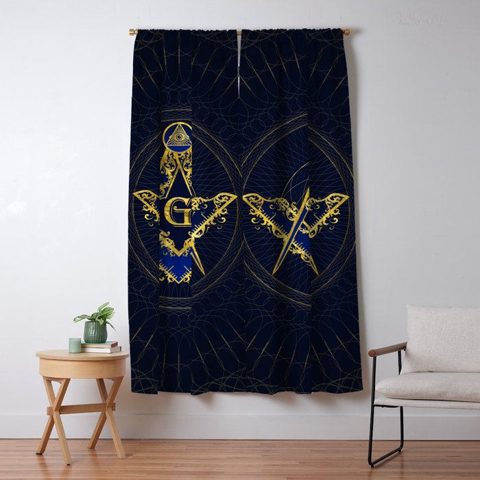 Freemasonry symbol Square and Compasses Window Curtain Gallery Image 1