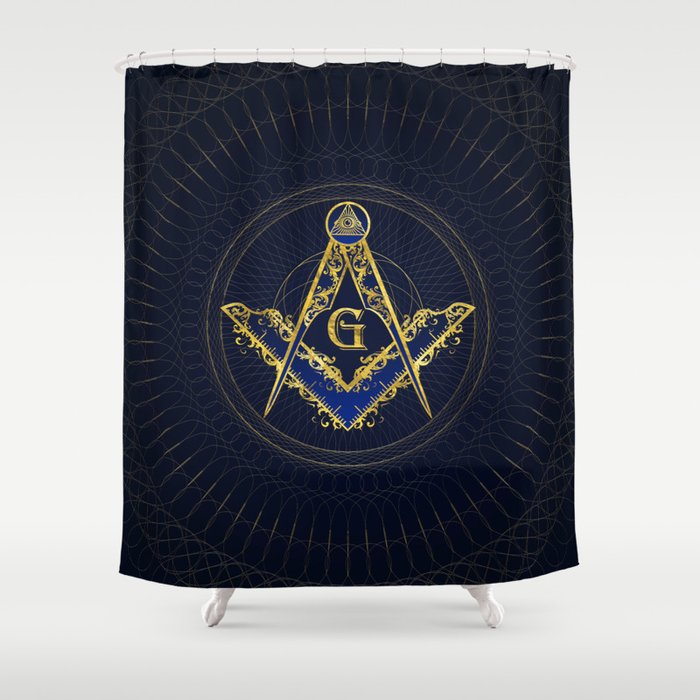 Freemasonry symbol Square and Compasses Shower Curtain Gallery Image 1