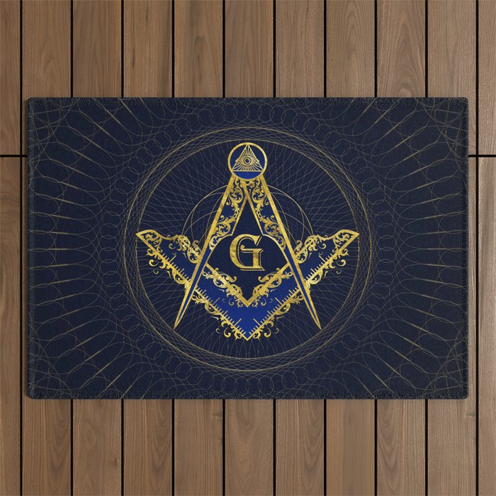 Freemasonry symbol Square and Compasses Outdoor Rug Gallery Image 1