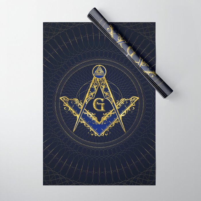 Freemasonry symbol Square and Compasses Wrapping Paper Gallery Image 1