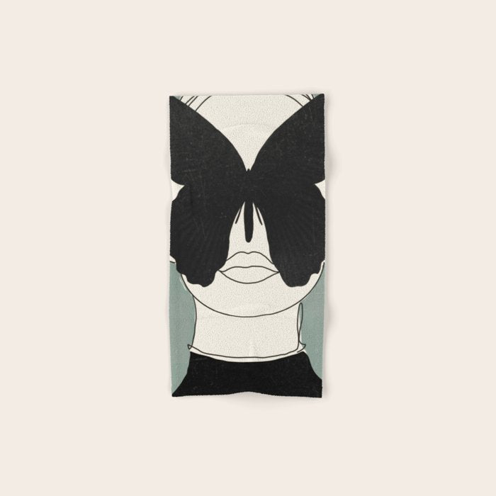 BLACK BUTTERFLY Line Drawing Bath Towel Gallery Image 1