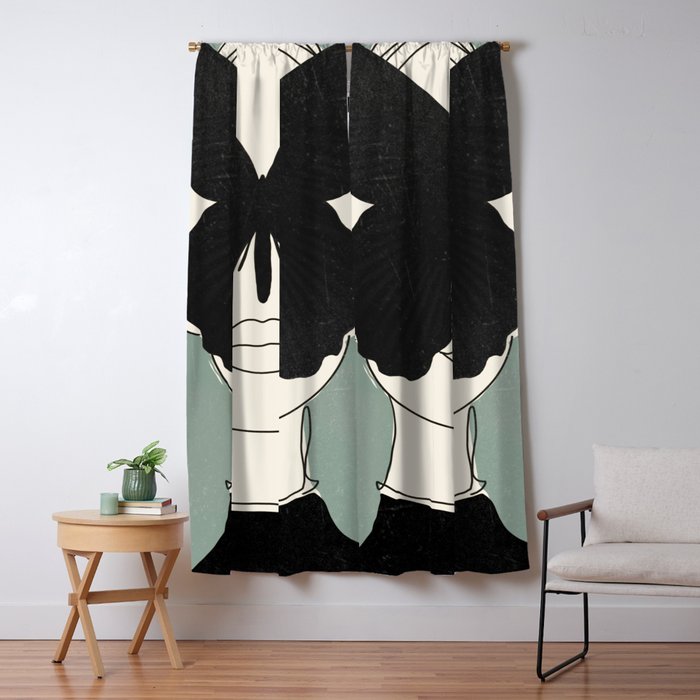 BLACK BUTTERFLY Line Drawing Window Curtain Gallery Image 5