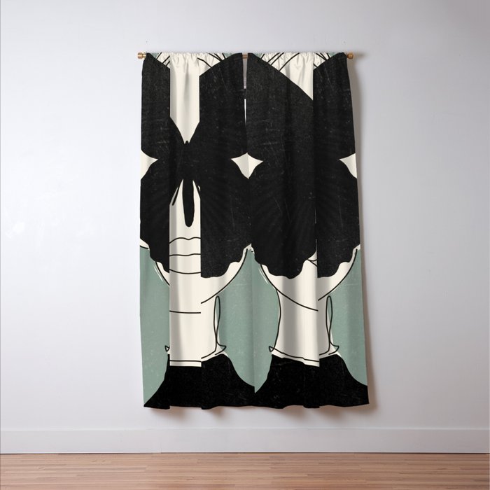 BLACK BUTTERFLY Line Drawing Window Curtain Gallery Image 3