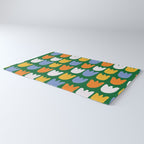 Rows of Tulips in Bloom in Forest Green & Orange Rug Gallery Image 3