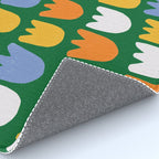 Rows of Tulips in Bloom in Forest Green & Orange Rug Gallery Image 4