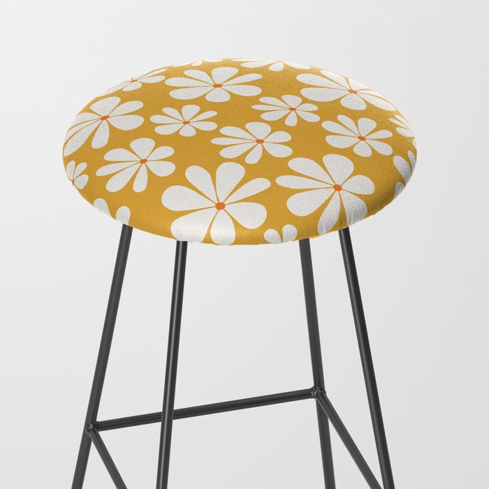 Retro Daisy Pattern - Golden Yellow Stool Gallery Image 2