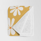 Retro Daisy Pattern - Golden Yellow Throw Blanket Gallery Image 3
