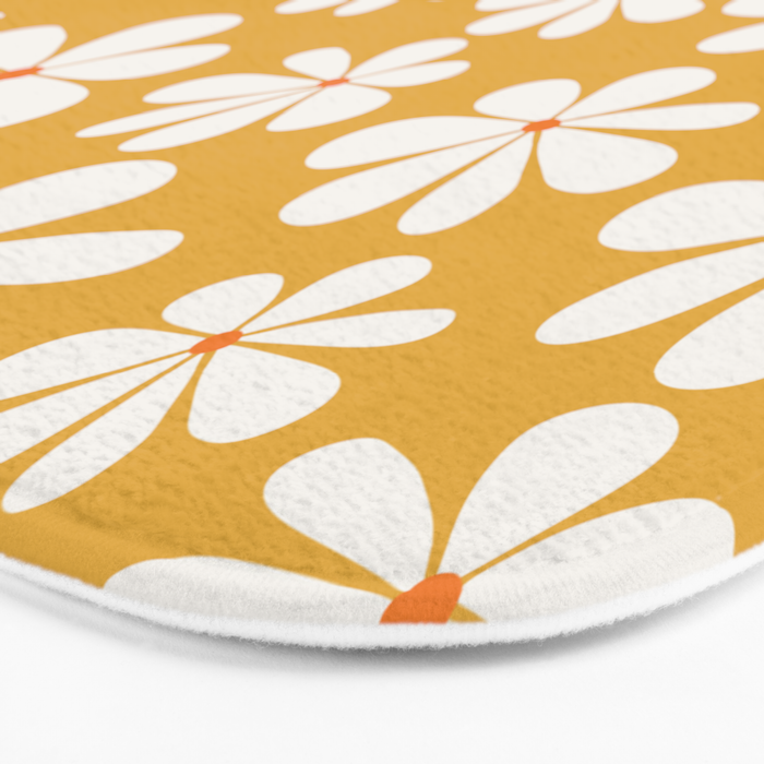 Retro Daisy Pattern - Golden Yellow Bath Mat Gallery Image 3