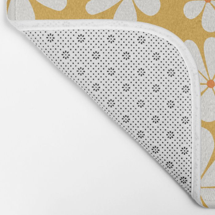 Retro Daisy Pattern - Golden Yellow Bath Mat Gallery Image 2