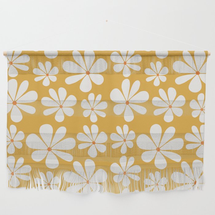 Retro Daisy Pattern - Golden Yellow Wall Hanging Gallery Image 1