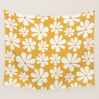 Retro Daisy Pattern - Golden Yellow Wall Tapestry Gallery Image 4