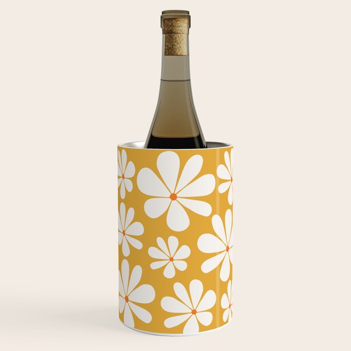Retro Daisy Pattern - Golden Yellow Wine Chiller Gallery Image 2