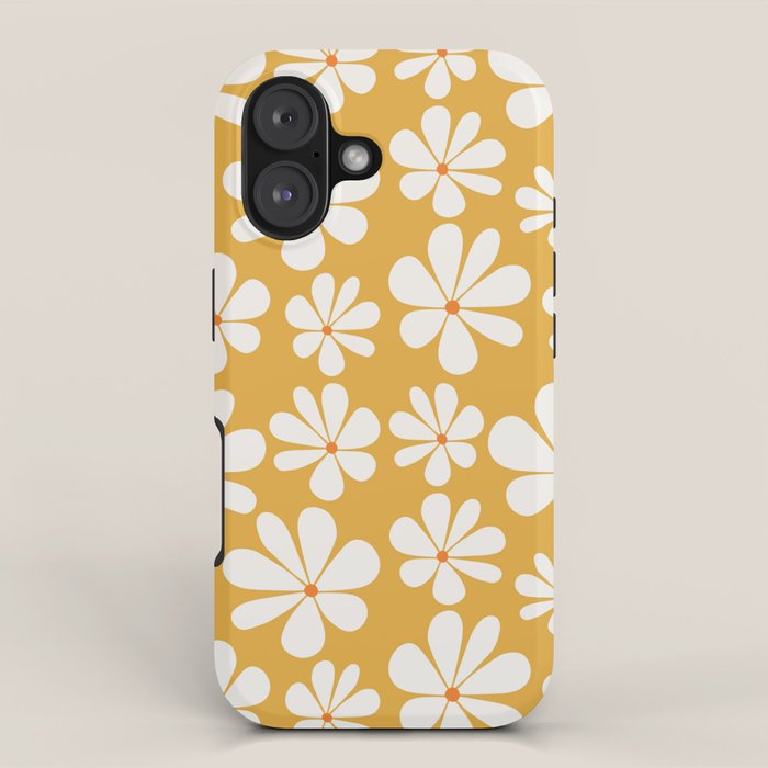 Retro Daisy Pattern - Golden Yellow iPhone Case Gallery Image 1