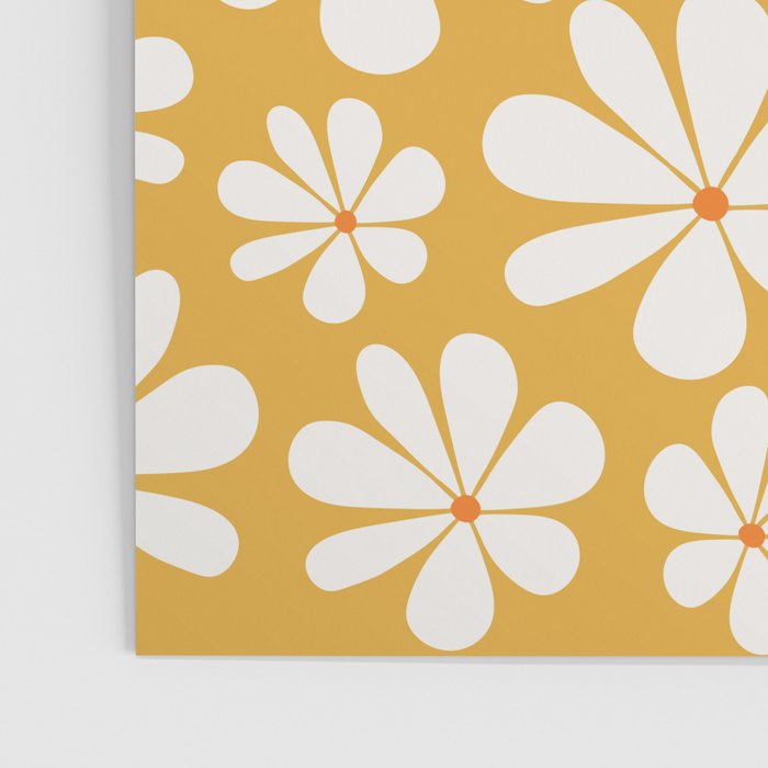 Retro Daisy Pattern - Golden Yellow Poster Gallery Image 3