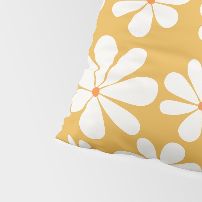 Retro Daisy Pattern - Golden Yellow Pillow Sham Gallery Image 4