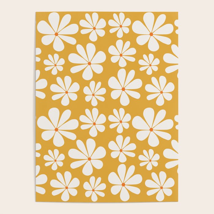 Retro Daisy Pattern - Golden Yellow Poster Gallery Image 4