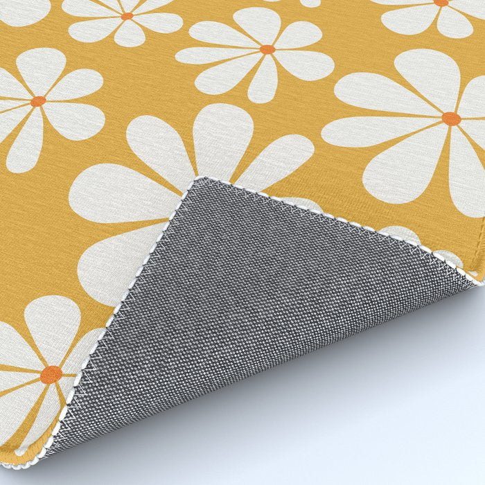 Retro Daisy Pattern - Golden Yellow Rug Gallery Image 4