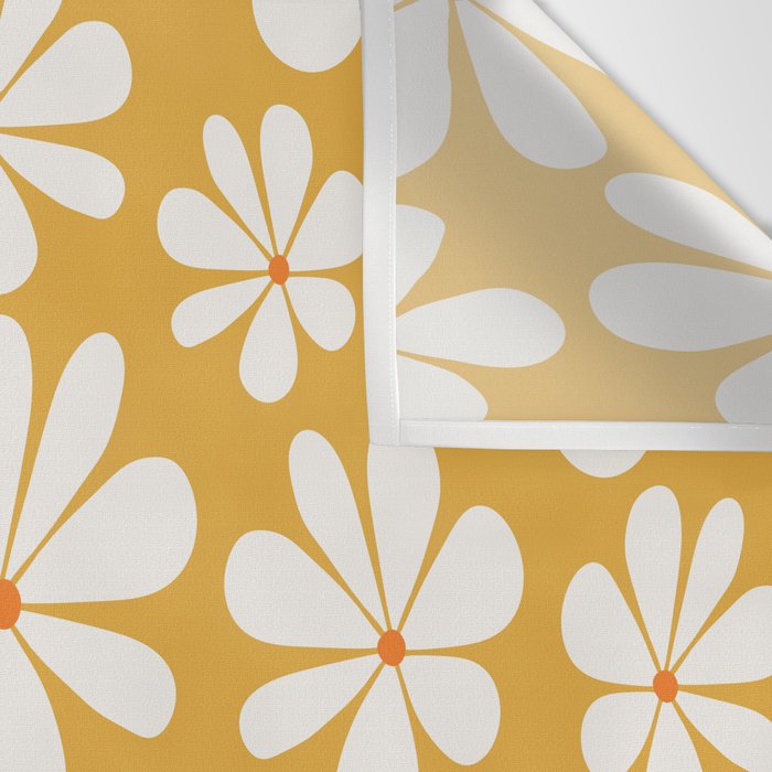 Retro Daisy Pattern - Golden Yellow Wall Tapestry Gallery Image 3
